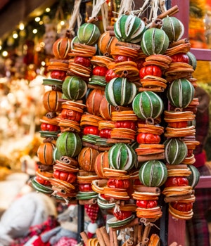 Christmas wreaths made of oranges and lime