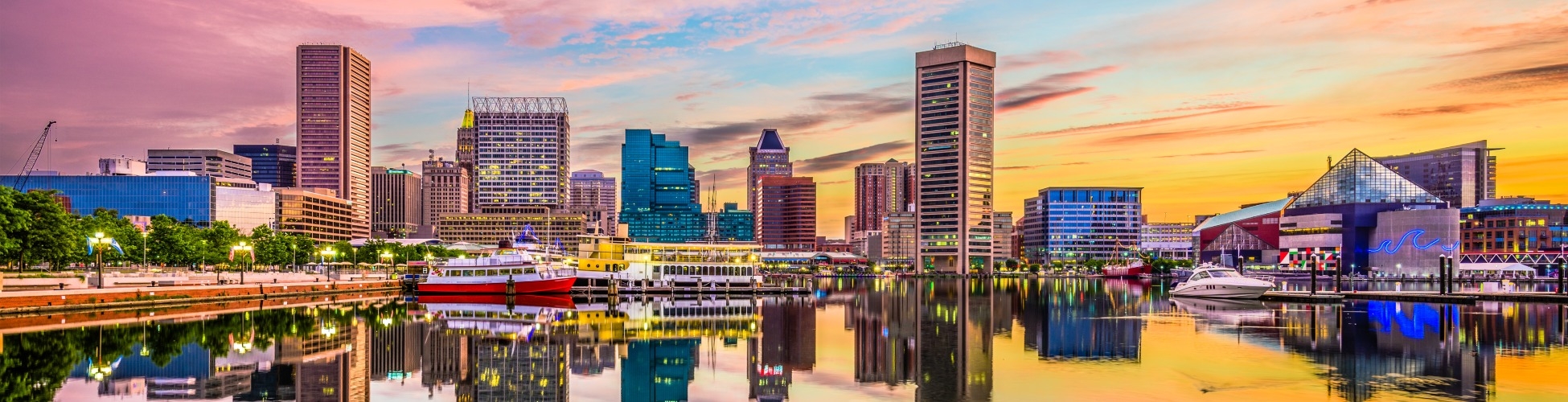 Baltimore, Maryland, USA skyline on the Inner Harbor.